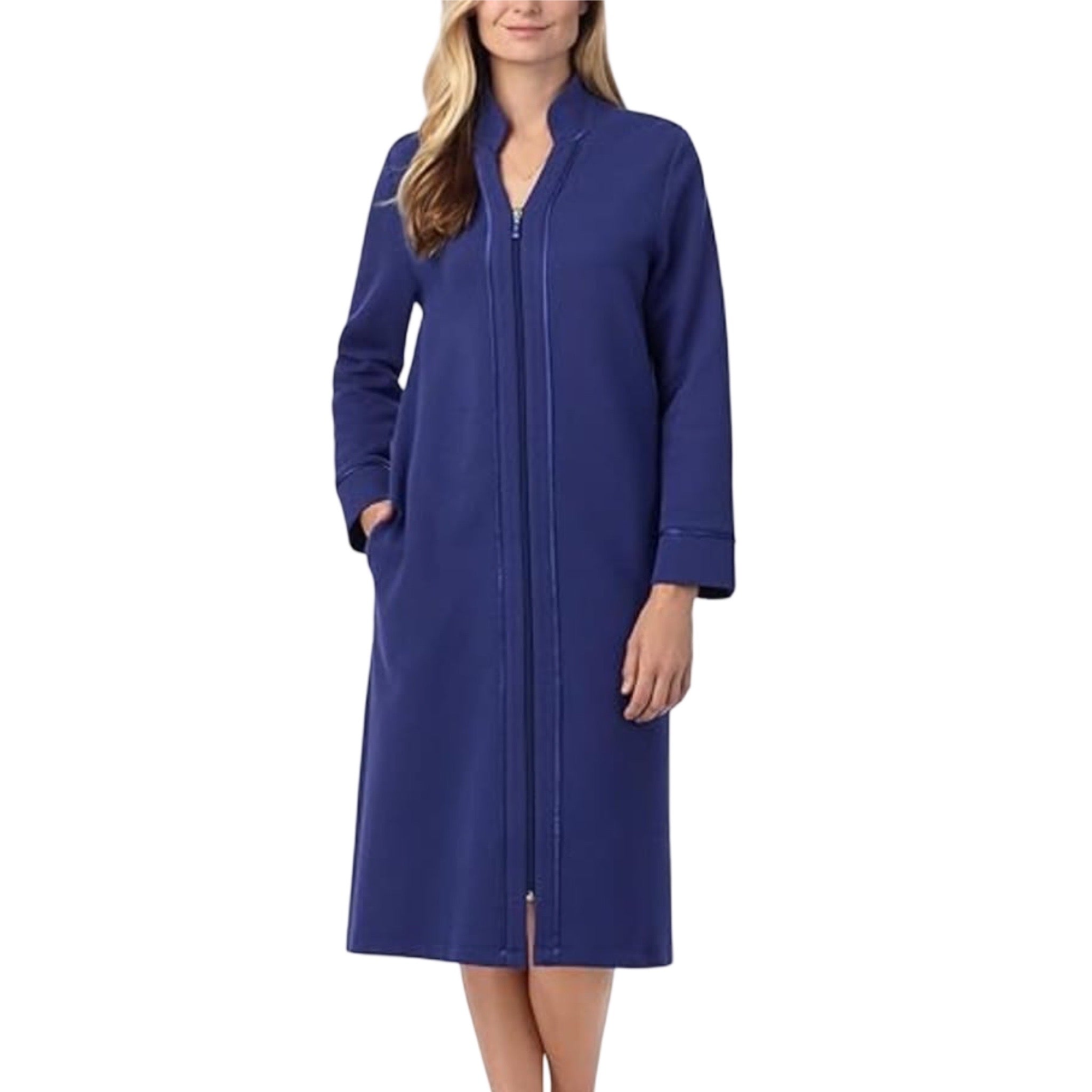 Bata de Zipper a Media Pierna con Manga Larga CH52667 Carole Hochman