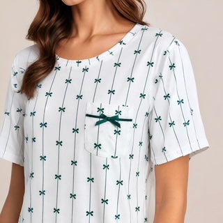 Camisa de Dormir a la Rodilla con Manga Corta T91329 Flora Nikrooz