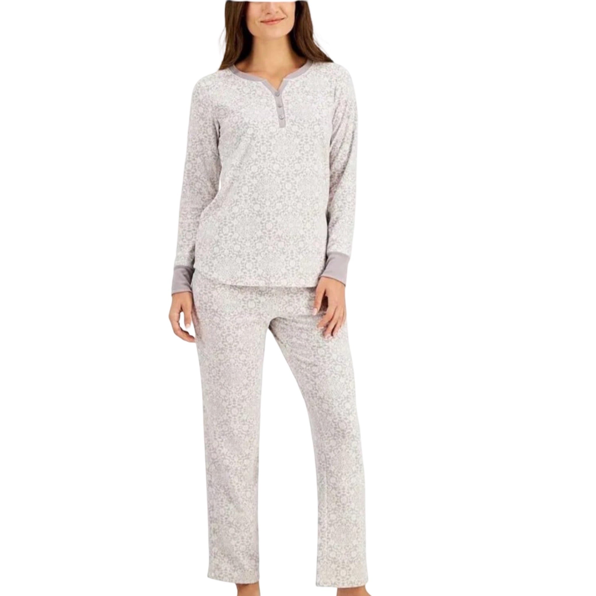 Pijama Pantalón Largo y Blusa Cerrada con tres Botones y Manga Larga 558848 René Rofé