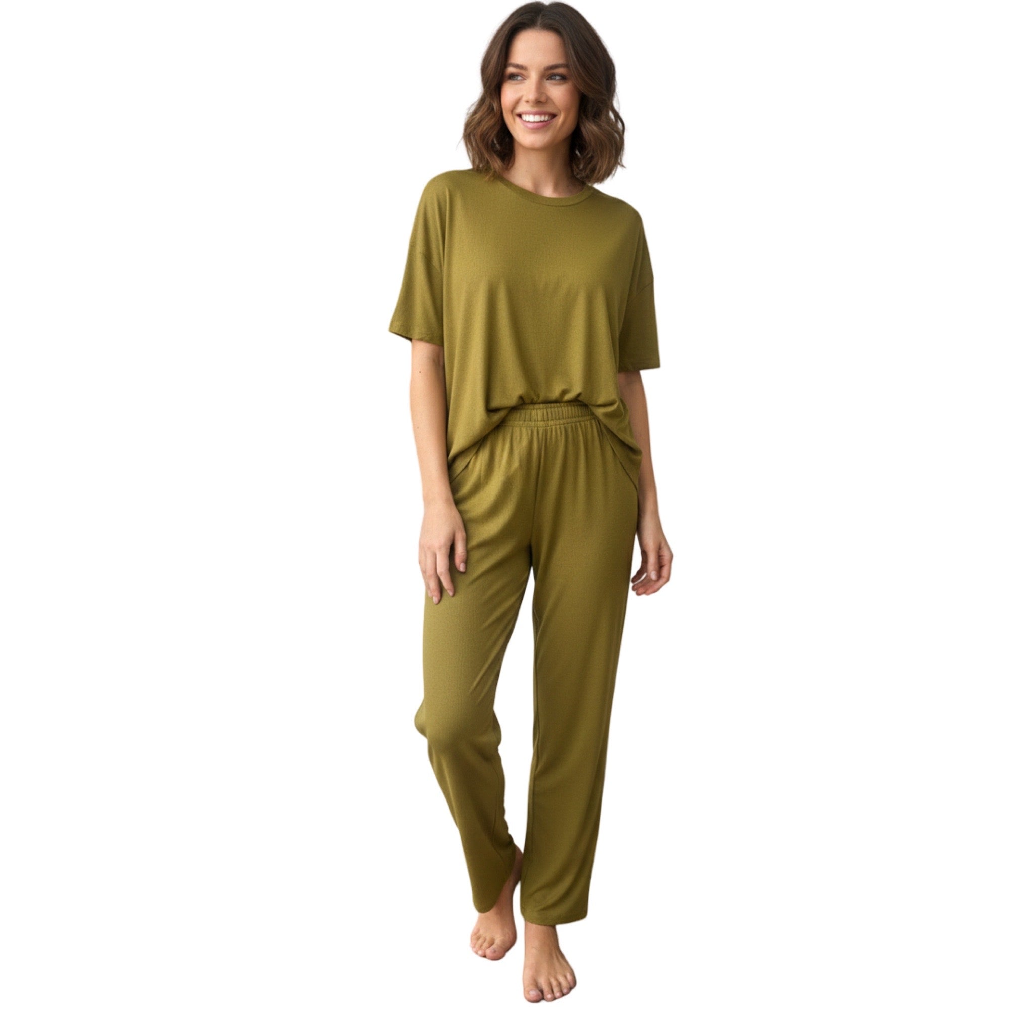 Pijama Pantalón Largo y Blusa Cerrada con Manga Corta L001