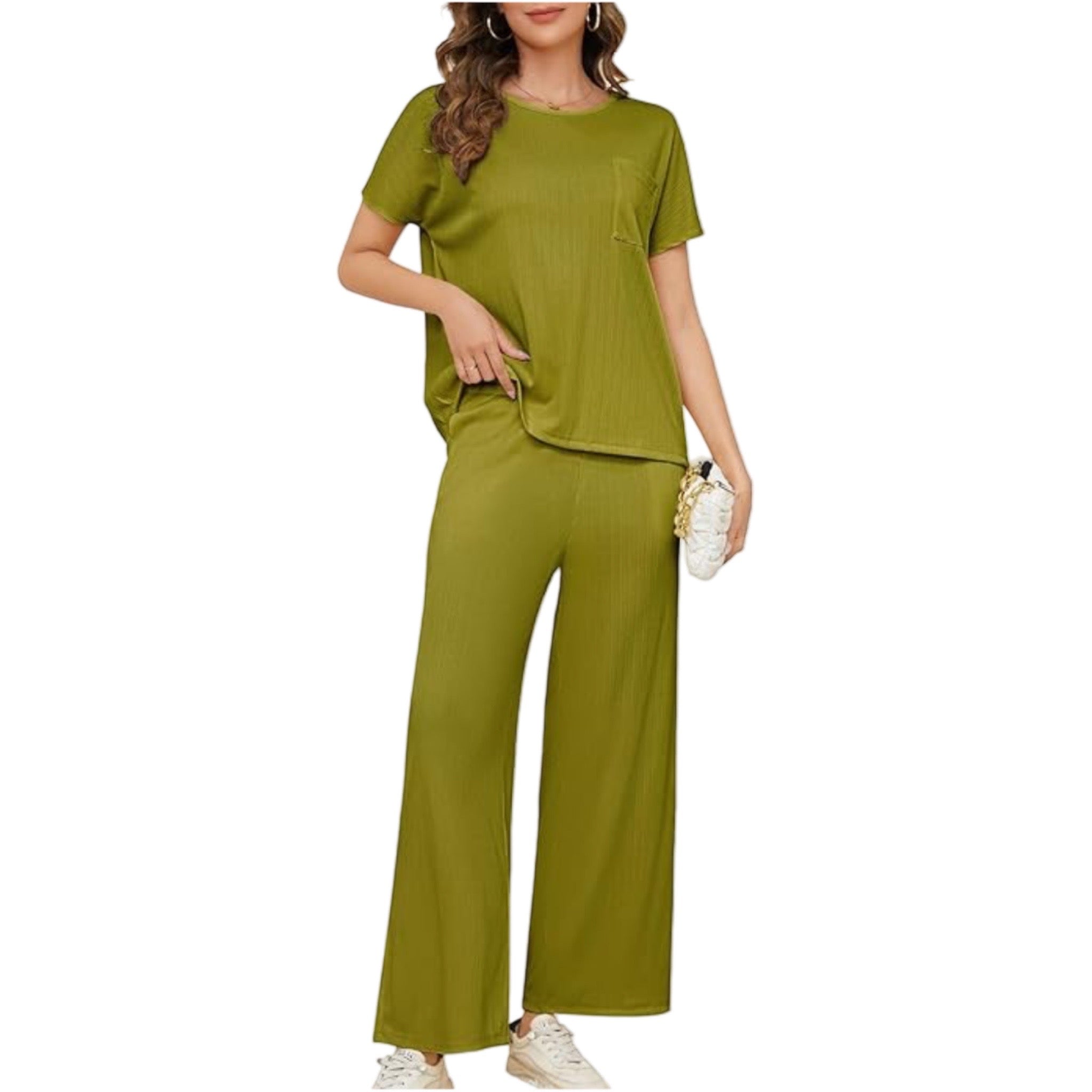 Pijama Pantalón Largo y Blusa Cerrada con Manga Corta L001