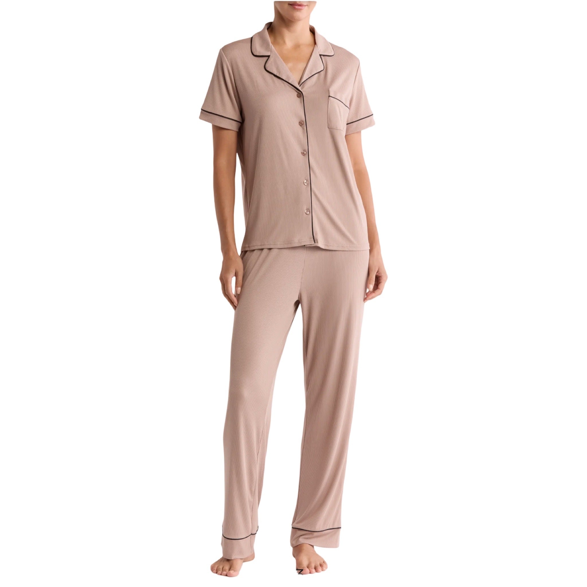 Pijama Pantalon Largo y Blusa Camisera con Botones y Manga Corta NM55 Nicole Miller