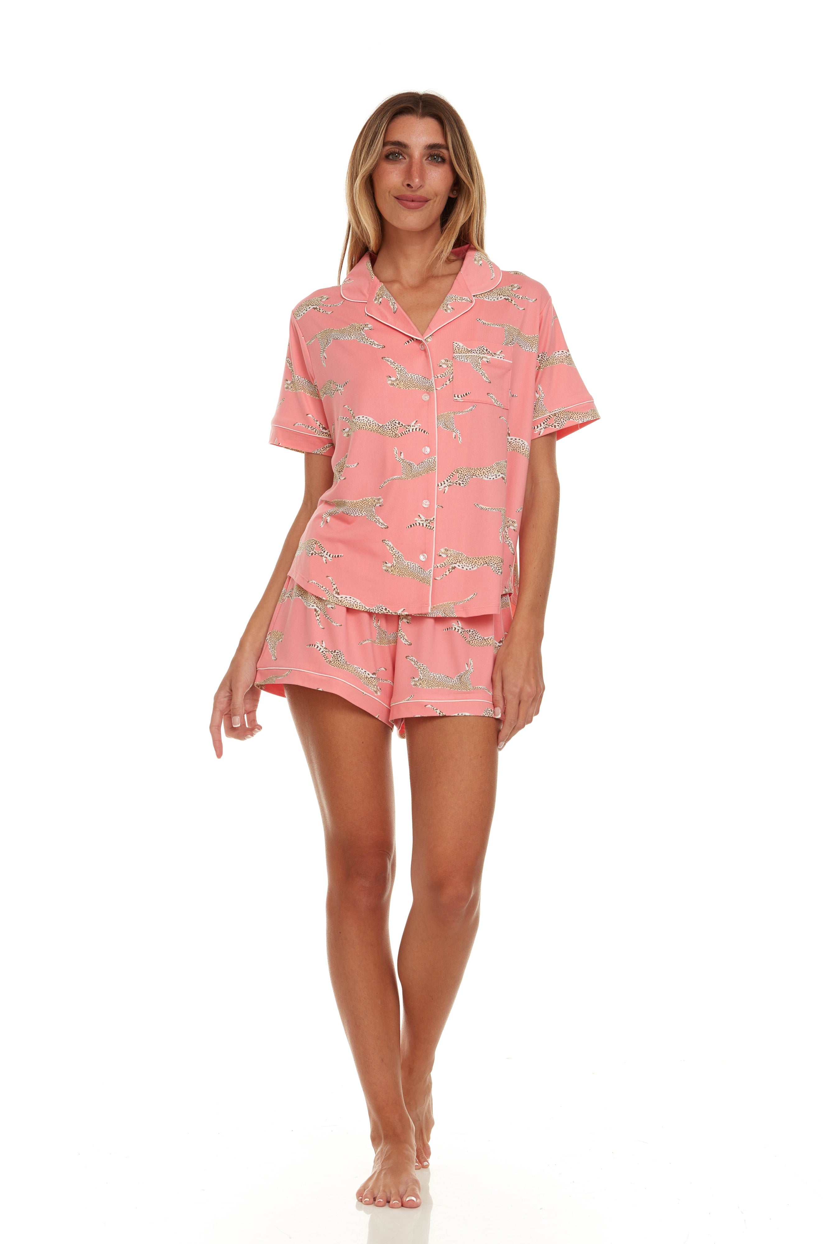 Pijama Short con Blusa Camisera Botones y Manga Corta T91051 Flora Nikrooz