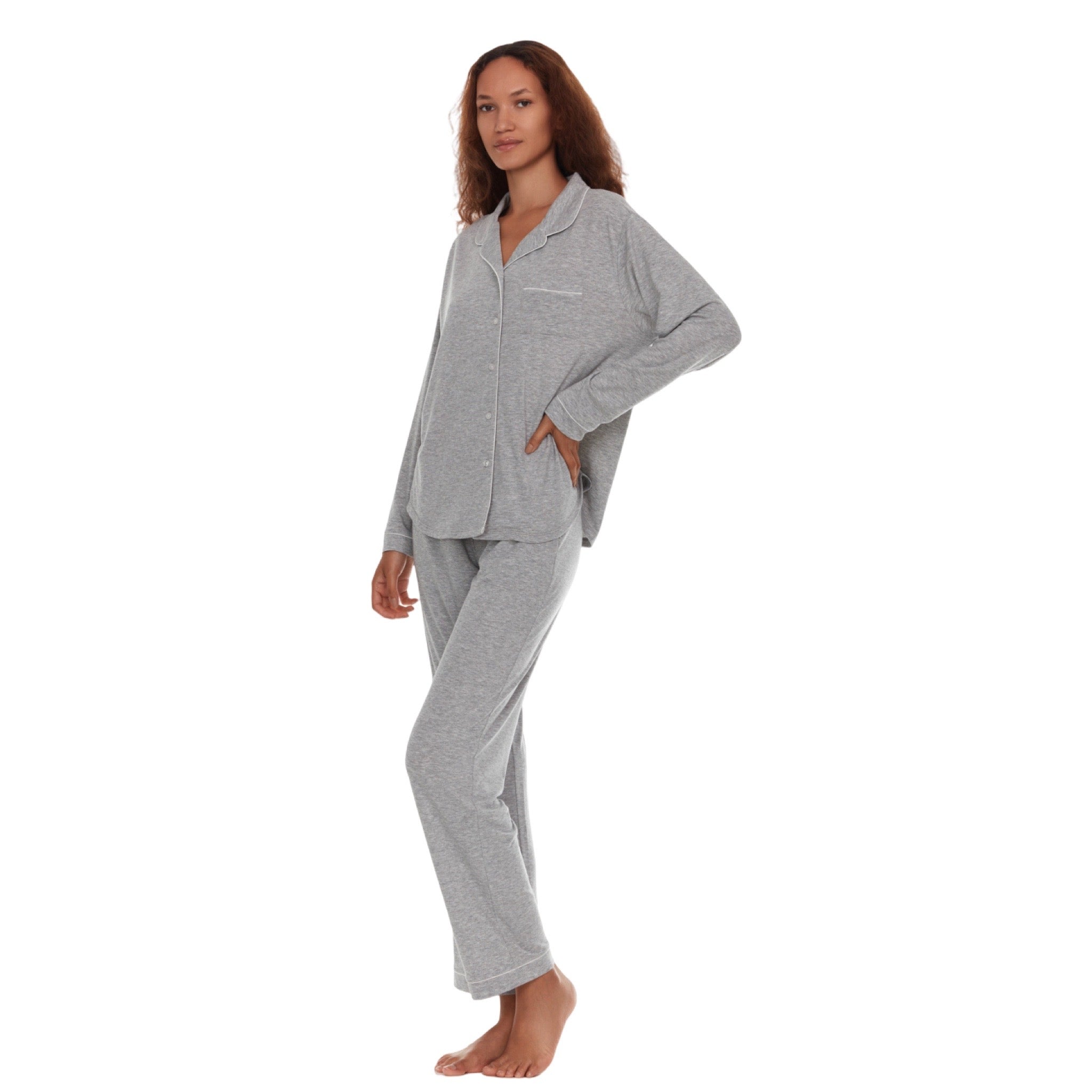 Pijama Pantalón Largo y Blusa Camisera con Botones y Manga Larga T90932 Flora Nikrooz
