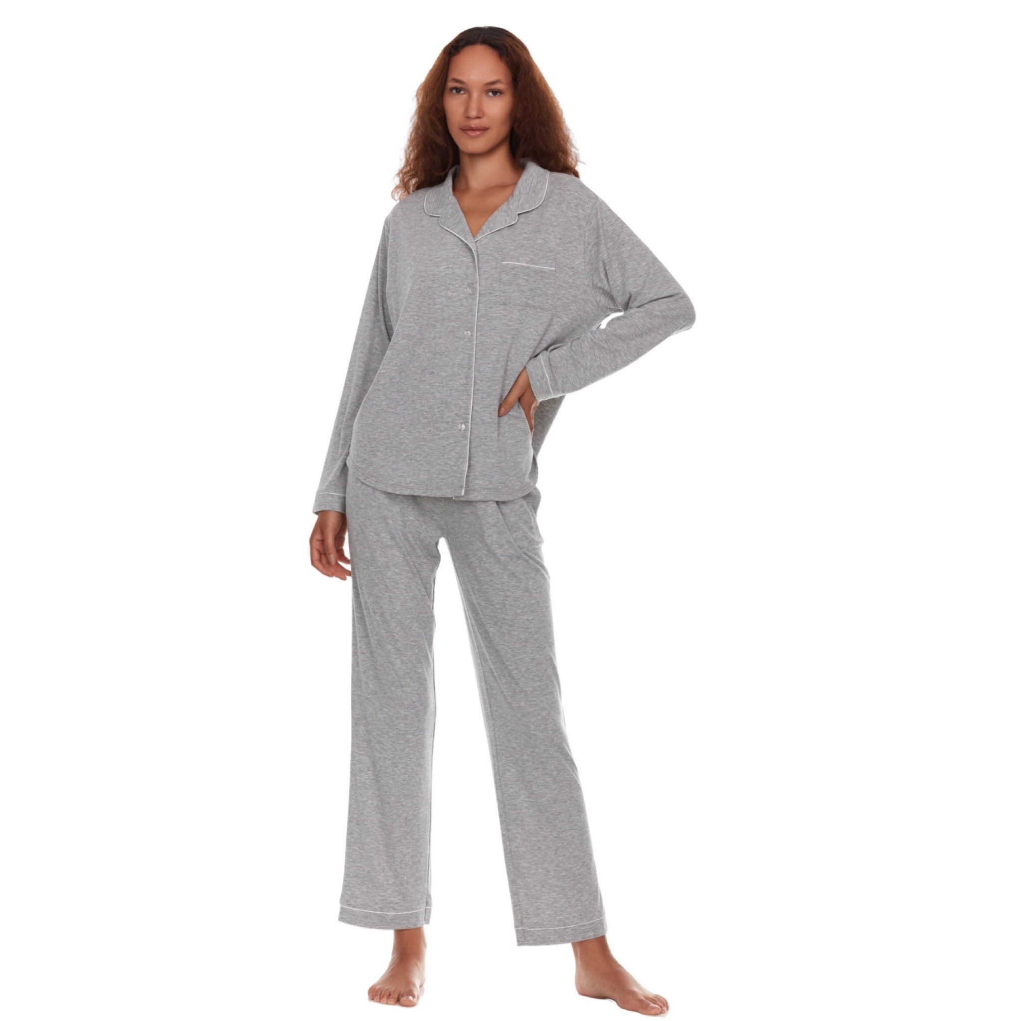 Pijama Pantalón Largo y Blusa Camisera con Botones y Manga Larga T90932 Flora Nikrooz