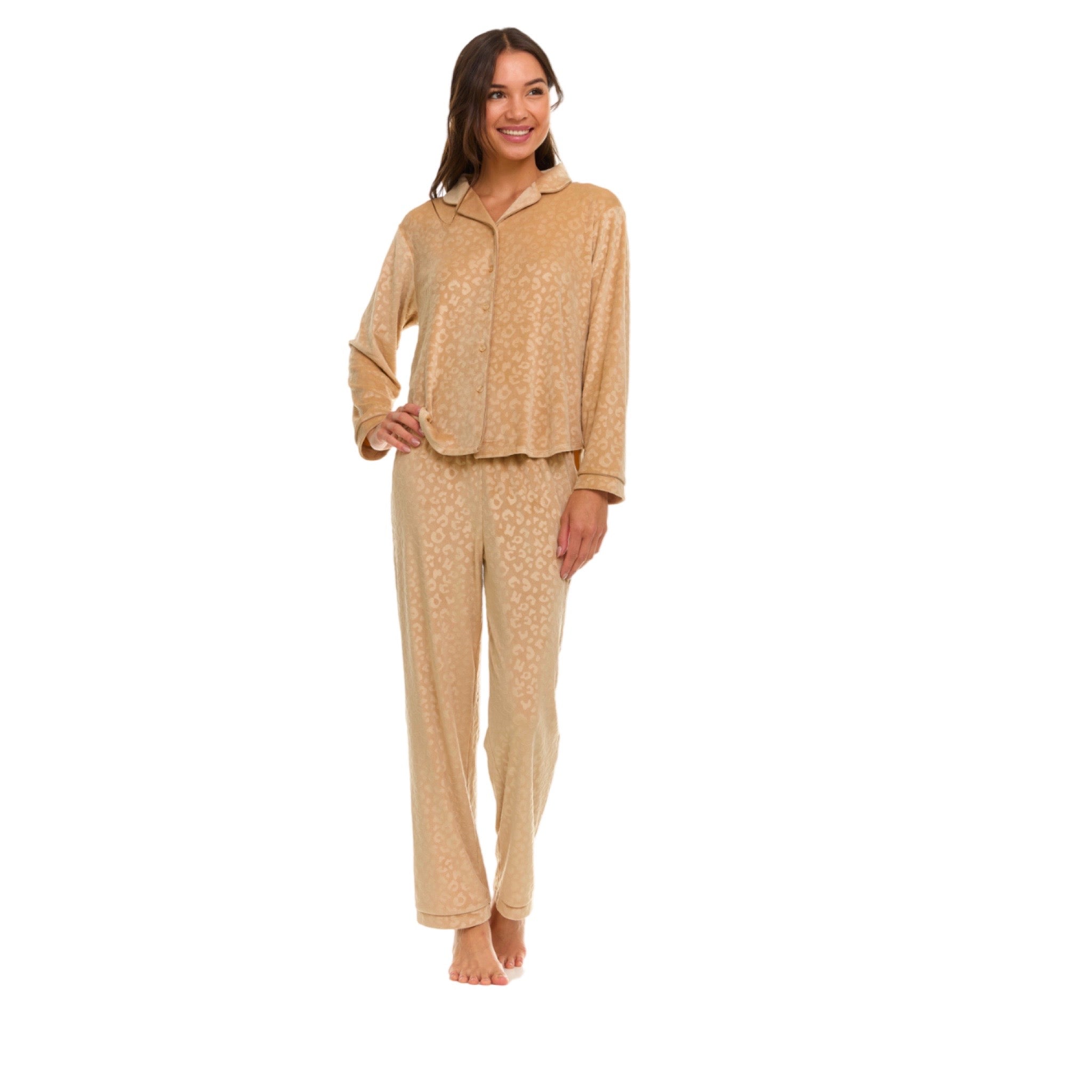 Pijama Pantalón Largo y Blusa Camisera con Botones y Manga Larga T91103 Flora Nikrooz