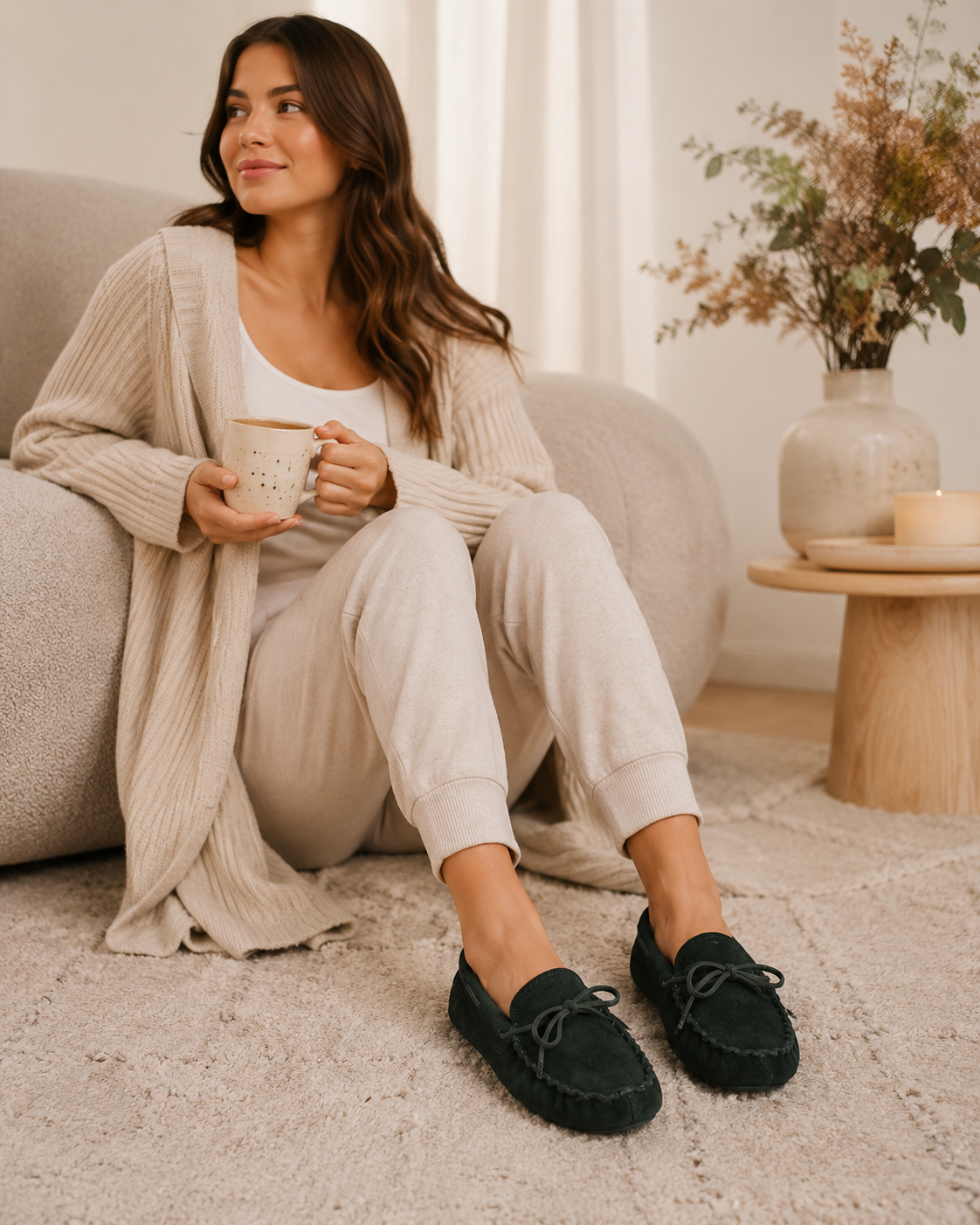 Pantuflas Tipo Mocasín Negras Easy para Mujer