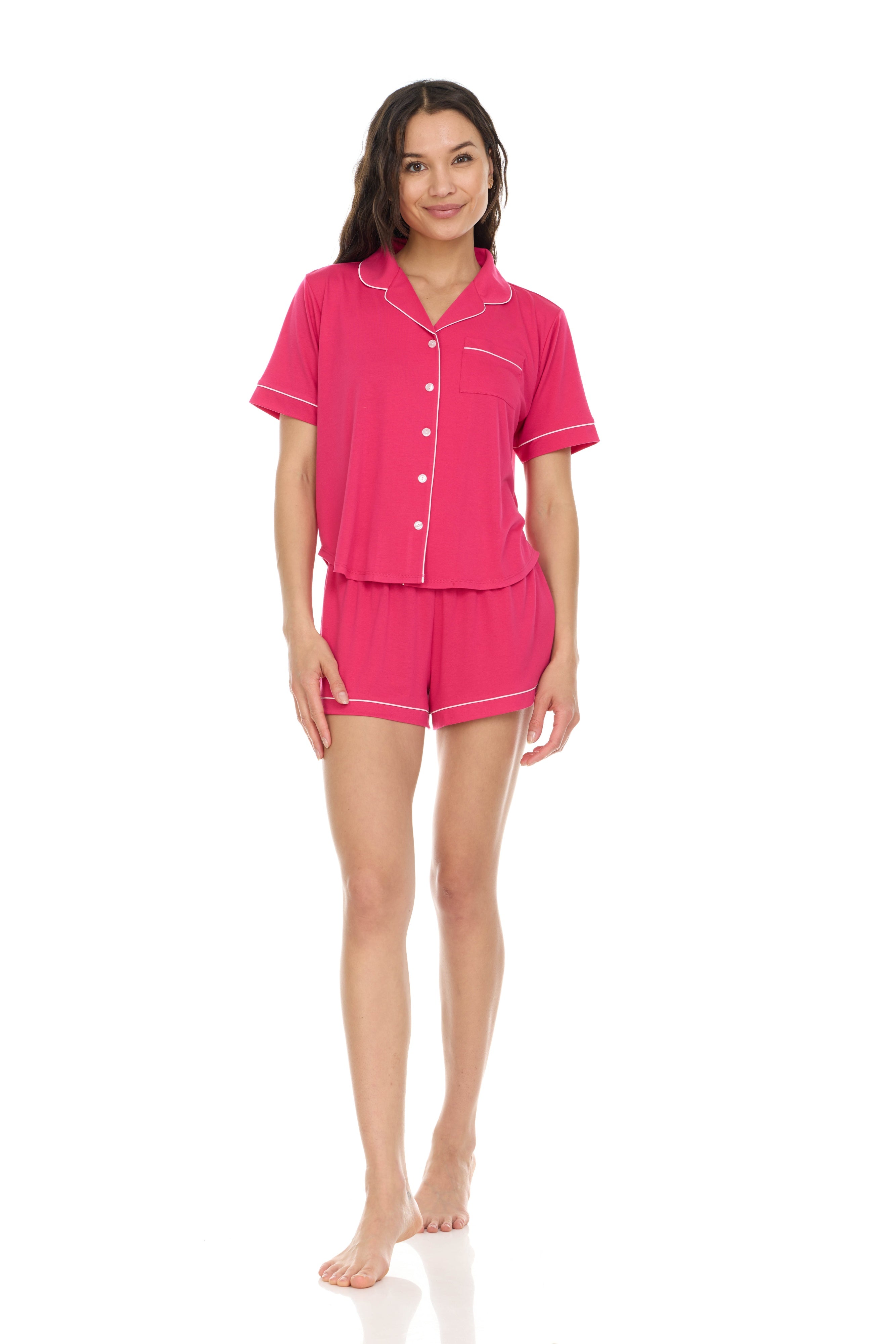 Pijama Short con Blusa Camisera con Botones y Manga Corta T90417 Flora Nikrooz